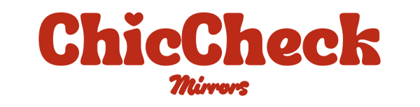 ChicCheck Mirrors logo in red on a white background